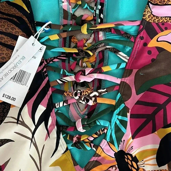 Bleu Rod Beattie Lace Down Over The Shoulder One-Piece Size - Picture 7 of 14